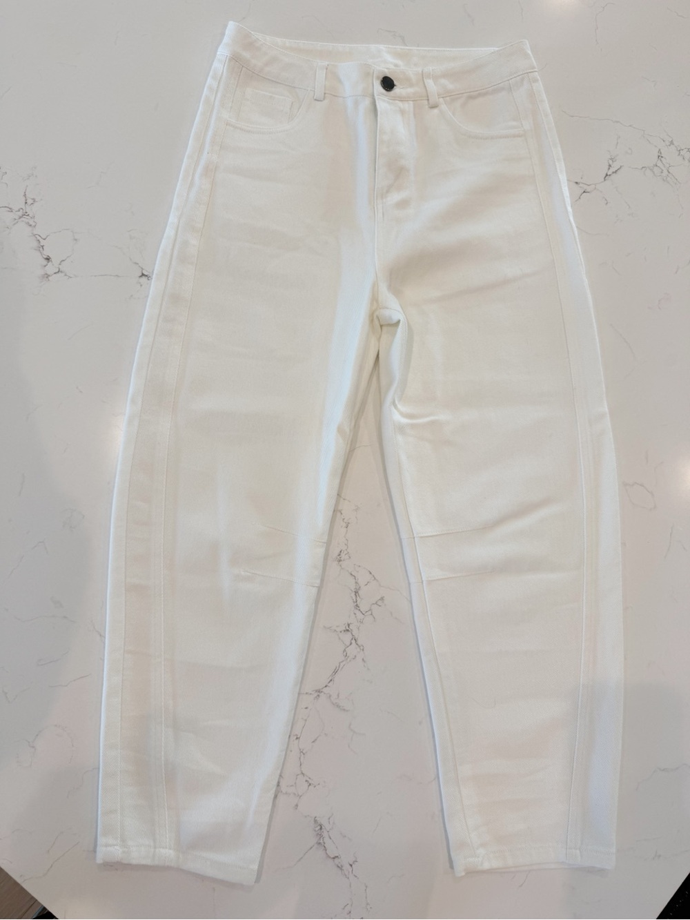 Women’s White High-Rise Barrel Jeans